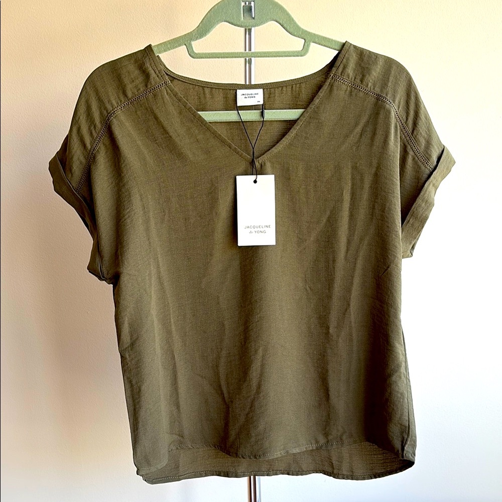 Jacqueline de Yong Relaxed Green Cuffed Sleeve Blouse size EU 34/ US 2